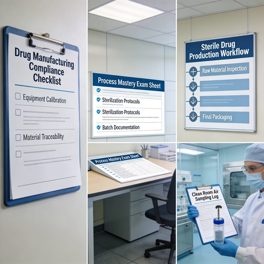 Drug manufacturing compliance checklist workflow