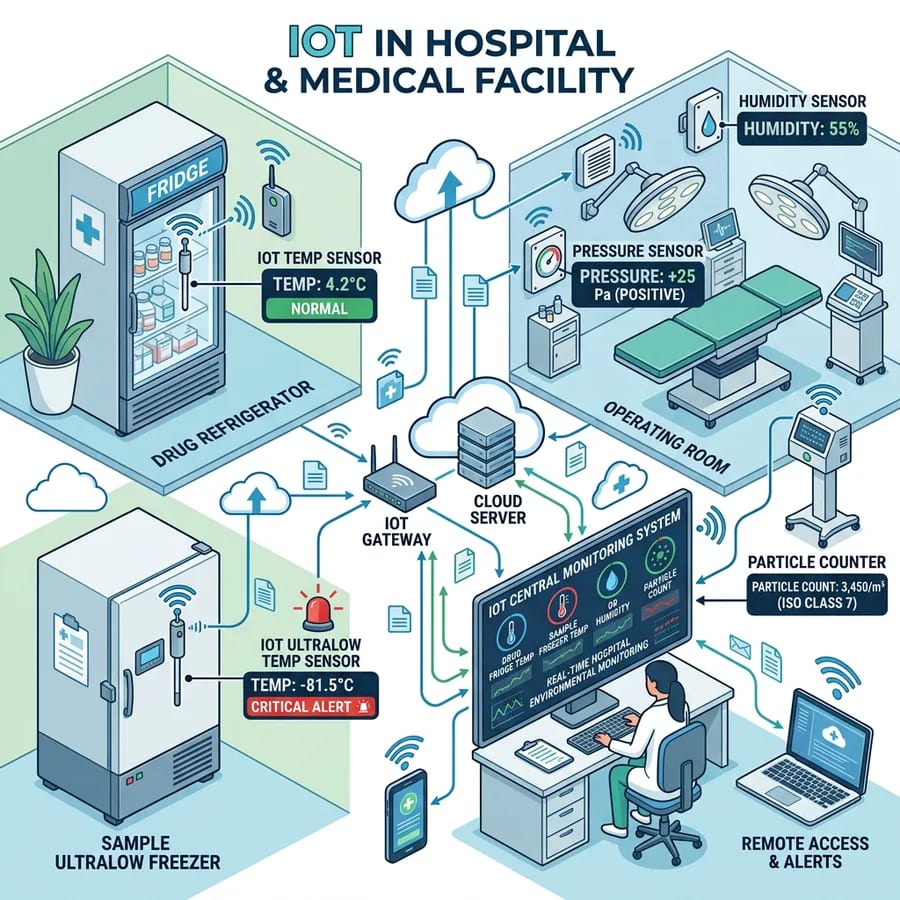 IoT sensor network in hospital setting